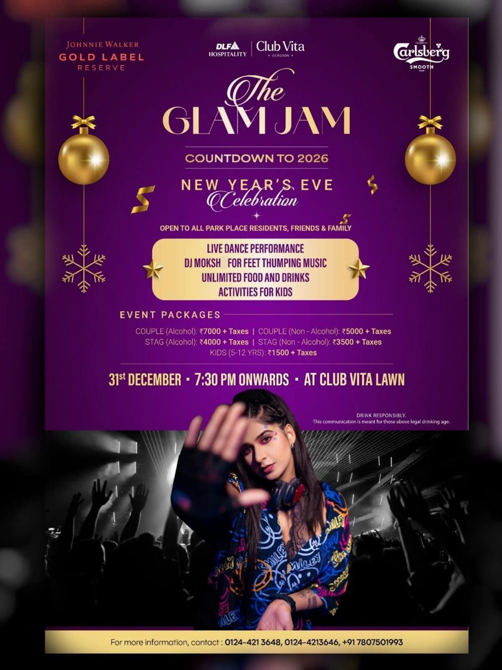 DJ Moksh flyer — Club Vita — New Year's Eve
