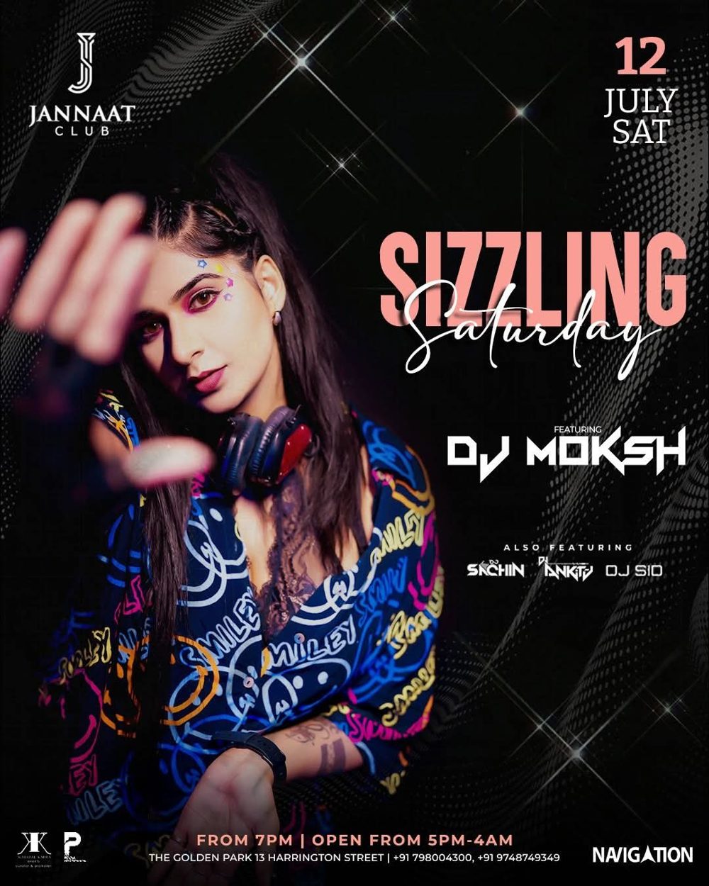 DJ Moksh flyer — Jannaat Club — Sizzling Saturday