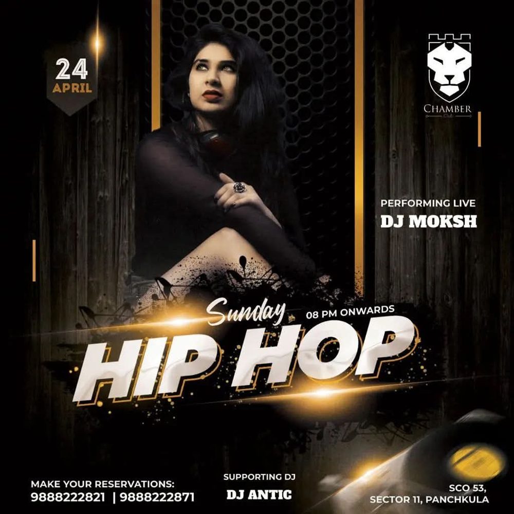 DJ Moksh flyer — Hip-hop Sunday — Panchkula