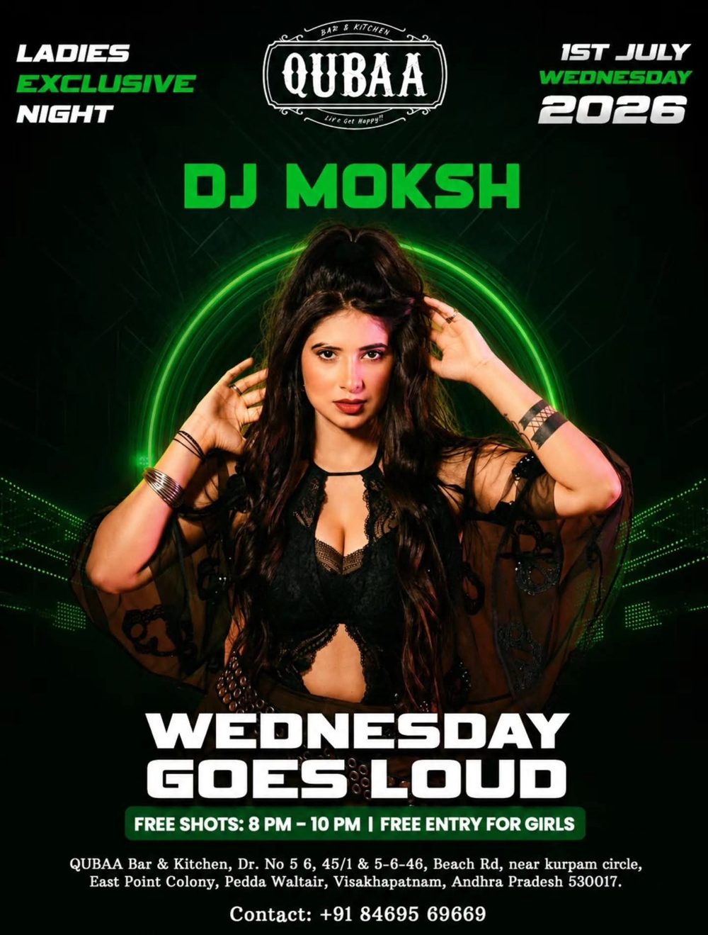 DJ Moksh flyer — Qubaa Bar & Kitchen — Visakhapatnam